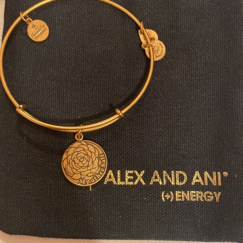 Alex & Ani Gold Tone My Other Half‎ Expandable Wire Bangle Bracelet